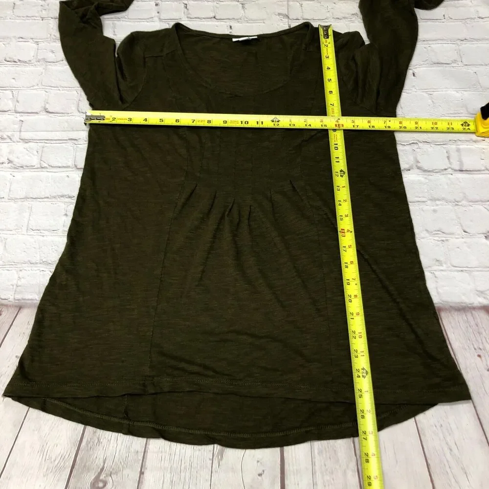 J Jill Women Long Sleeve Blouse Top Shirt Size Medium Petite Olive Green B305 -6 - Picture 2 of 13